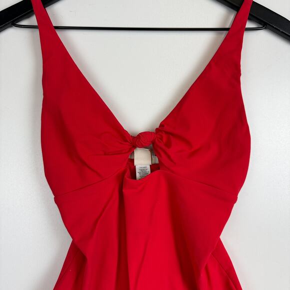 Tory Burch Poppy Red Palma Cut Out One Piece Swim Suit - S - Picture 2 of 8